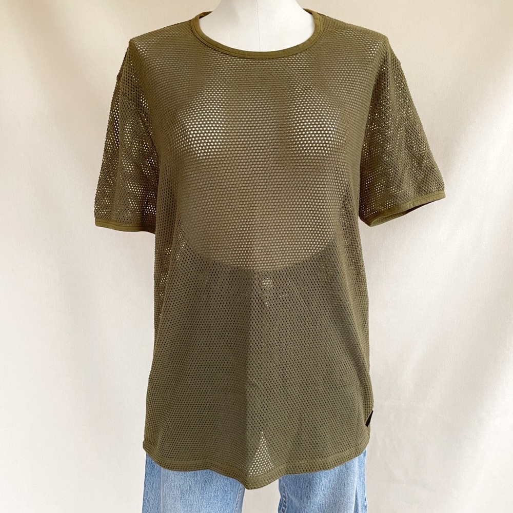 Forest Green Mesh Calvin Klein Crew Neck